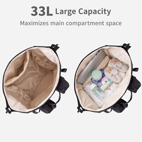 CEI-CEI Neoprene Diaper Bag Backpack with Changing Pad, Large Newborn Baby Maternity Bags Travel Tote with Insulated Pockets (Black) - color: Black