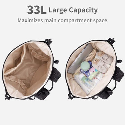 CEI-CEI Neoprene Diaper Bag Backpack with Changing Pad, Large Newborn Baby Maternity Bags Travel Tote with Insulated Pockets (Black) - color: Black