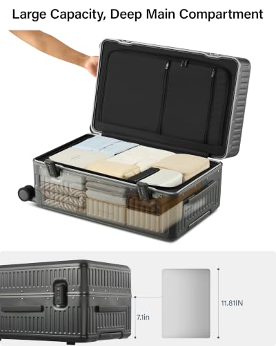 MILADA 24'' Hardshell Checked Suitcase, Trunk Zipperless Aluminum Luggage - color: Rock Gray, size: Trunk 24 Inch