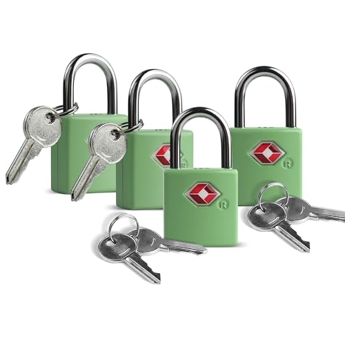 Luggage Locks TSA Approved, Small Padlock with Key for Suitcase - color: Green