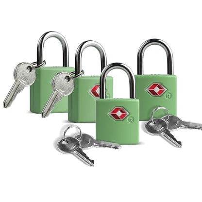 Luggage Locks TSA Approved, Small Padlock with Key for Suitcase - color: Green