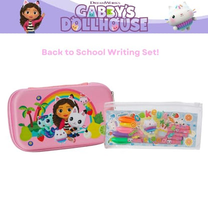Innovative Designs Gabby’s Dollhouse Pencil Case Set with Stickers and Gel Pens for Kids, Molded with Zip Closure, Pink - style: Gabby Dollhouse