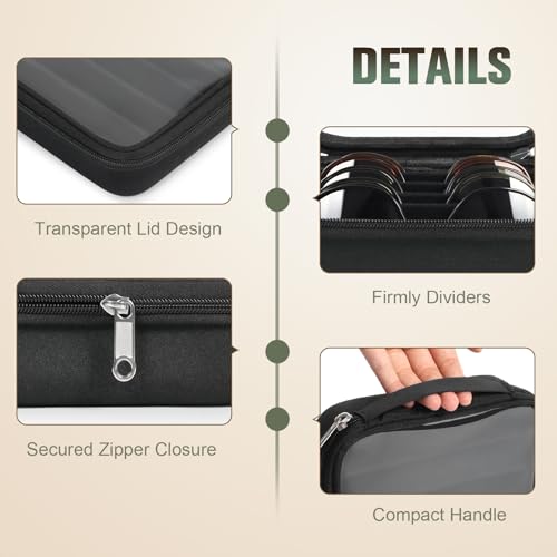 Sunglasses Organizer Case for Multiple Pairs - style: 5 Slots