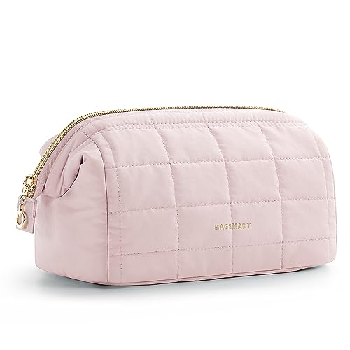 BAGSMART Makeup Bag Travel Toiletry Bag, Wide-open Zipper Pouch, Pink - color: 01-Sakura Pink
