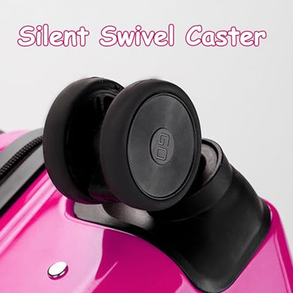 20" Kids Ride-on Luggage with Spinner Wheels, Rolling Child Travel Suitcase - color: Rose Red