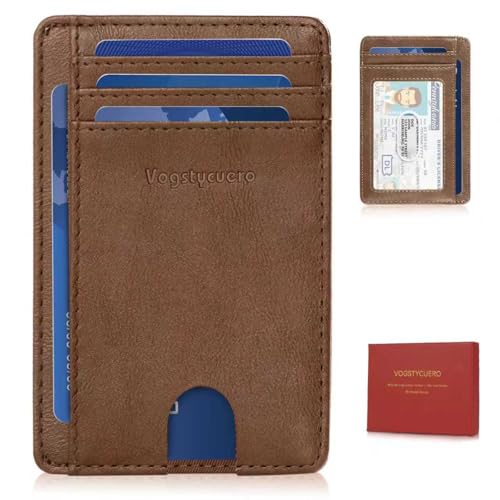 Front Pocket Thin Wallet for Men Women RFID Blocking Credit Card Holder Card Cases Slim Minimalist Wallet with Gift Box (Alaska Brown) - color: Alaska Brown
