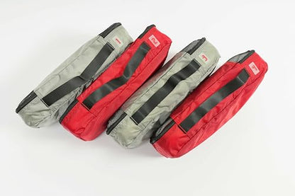 Medium Packing Cubes for Travel - 4 Piece Luggage Organizer Cubes for Carry On Luggage Backpack and Carry On Suitcase with Unique Number and Color Coded System - Dual Zippers, Top Handle, Red and Grey