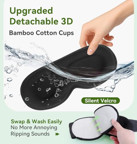 LC-dolida Bamboo Cotton Weighted Bluetooth Sleep Masks, 3D Weighted Sleep Masks with Bluetooth 5.4 Headphones, Total Blackout Bluetooth Sleep Mask for Women Men, Weight Eye Mask for Sleeping, Black - color: Black