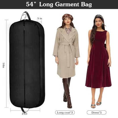 Limoomil 54" Heavy‑Duty Waterproof Women Garment Bag, Long Dress & Gowns - color: Darkgrey, size: 54"*24"*5"