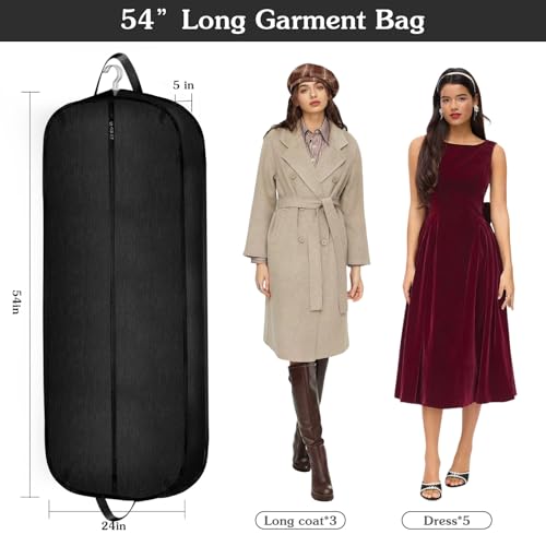 Limoomil 54" Heavy‑Duty Waterproof Women Garment Bag, Long Dress & Gowns - color: Darkgrey, size: 54"*24"*5"
