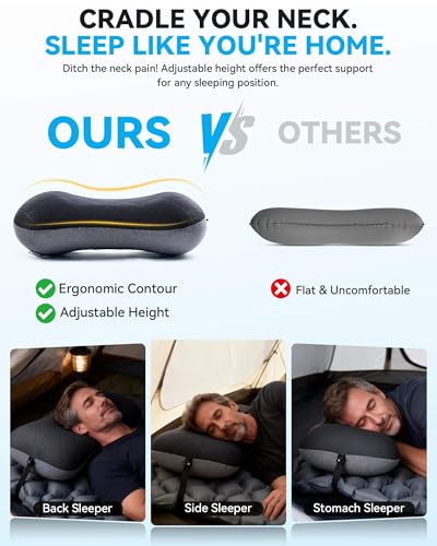 Hikenture Camping Pillow with Removable Cover, Ultralight Inflatable Pillow - color: Black