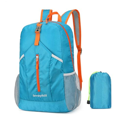 levayhill 25L Foldable Hiking Backpack,Small Packable Daypack, Blue - color: Blue