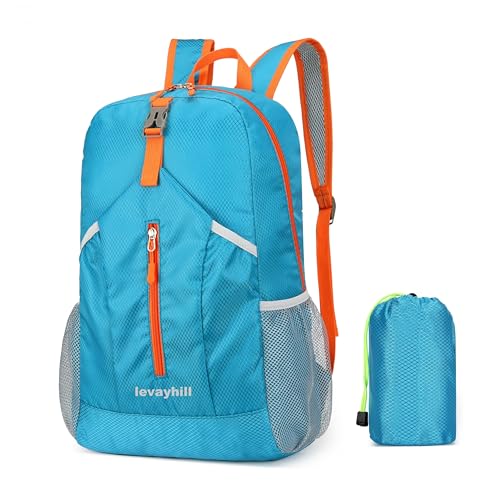 levayhill 25L Foldable Hiking Backpack,Small Packable Daypack, Blue - color: Blue