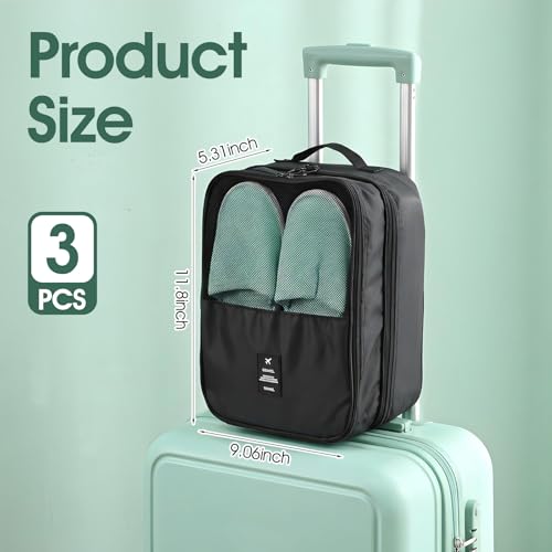 3-Pack Shoe Bags for Travel, Shoes Storage Pouch with 3 Layers, Fit size 11