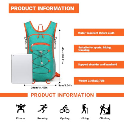 20L Hiking Backpack Lightweight Water-Resistant, Small Packable Foldable Daypack for Travel Men Women (lvse-da) - color: Lvse-da