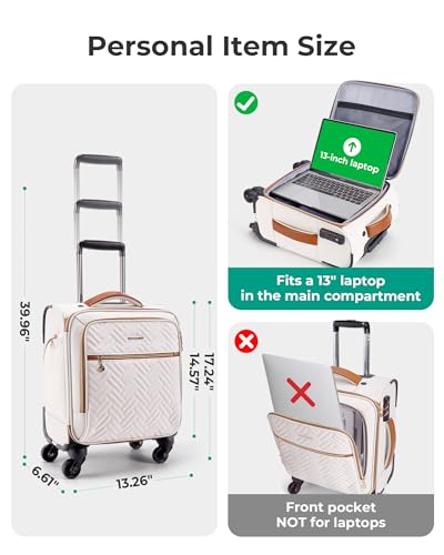 BAGSMART 16" Underseat Carry On Luggage Softside Carry On Suitcase, Beige - color: Underseat-Beige