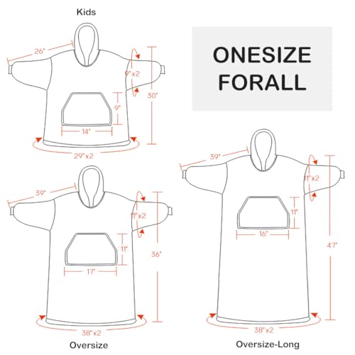 Cozy Sherpa Wearable Snuggle Blanket Hoodie for Adults Women Men Kids Gift Idea，Oversized Blanket Sweatshirt，Super Warm Light Weight, Blue - color: Blue, size: Oversize