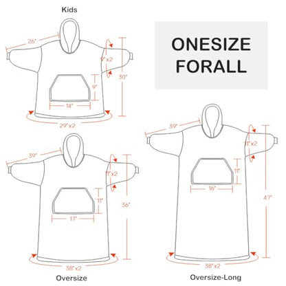 Cozy Sherpa Wearable Snuggle Blanket Hoodie for Adults Women Men Kids Gift Idea，Oversized Blanket Sweatshirt，Super Warm Light Weight, Blue - color: Blue, size: Oversize