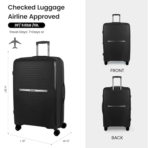 29'' Hardshell Large Checked Luggage,Expandable Suitcase - color: Black, size: Checked-Large 29-Inch