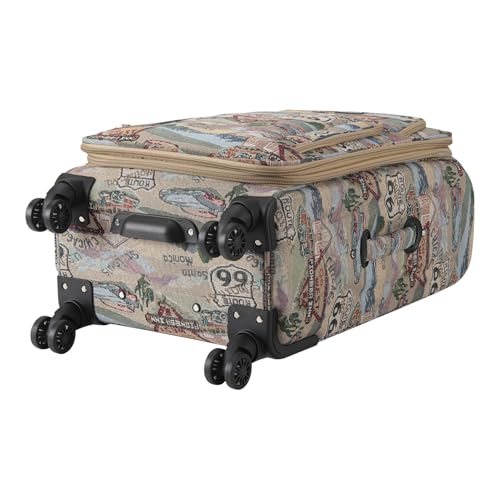 Karriage-Mate Route 66 Vintage 3-Piece Expandable Luggage Set - 20"/24"/28" Softside Suitcase with Spinner Wheels, 3 Pcs Hardside Lightweight luggage, Large Checked Travel Suitcases (66)