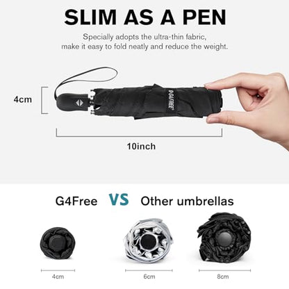 G4Free 40 Inch Travel Compact Umbrella Mini Sun UV Protection Umbrella - color: Black
