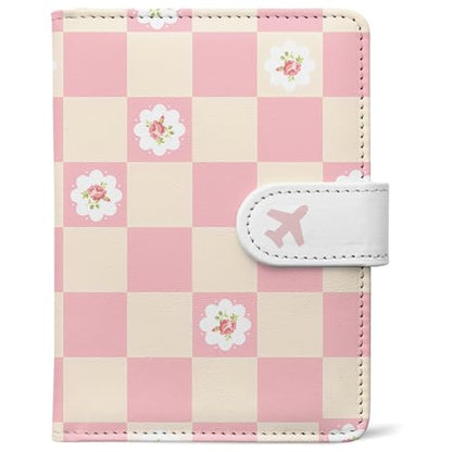 Passport Holder, Cute Travel Wallet Cover with RFID Blocking,Sweet | PU leather travel wallet with magnetic closure, card slots, pen loop, and easy access for passports and essentials. - color: M-Sweet
