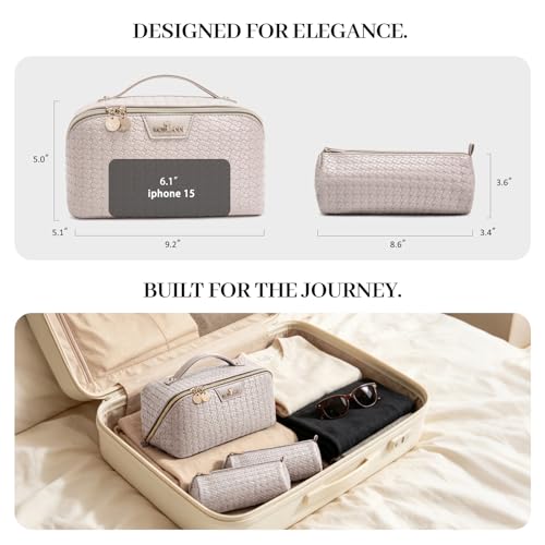 Travel Makeup Bag Organizer, Makeup Travel Bag, 3-Piece Set, Pink - color: 05White