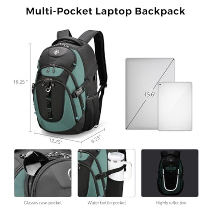 Swissdigital Design Laptop Backpack for Men with USB Charging Port SD803-27 - color: Lake Green/Black
