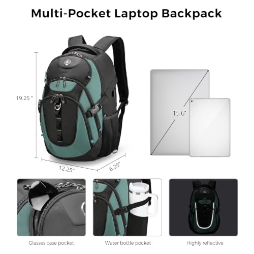 Swissdigital Design Laptop Backpack for Men with USB Charging Port SD803-27 - color: Lake Green/Black