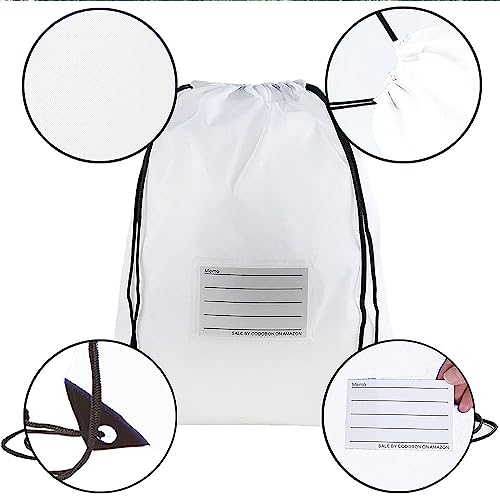 CODOBON 20 Pcs Drawstring Bags,Bulk Draw String Backpack, Cinch Bag Sackpack for Travel Gym Sport, White - color: White