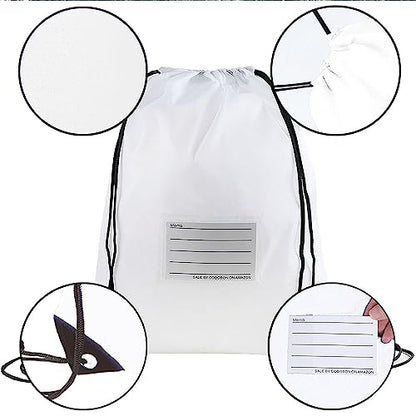 CODOBON 20 Pcs Drawstring Bags,Bulk Draw String Backpack, Cinch Bag Sackpack for Travel Gym Sport, White - color: White