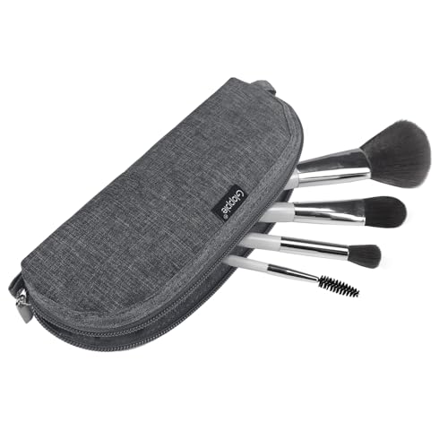 Gloppie Portable Makeup Brush Bag - Compact and Durable Small Cosmetic Case for Daily and Travel Use, Grey - color: Grey
