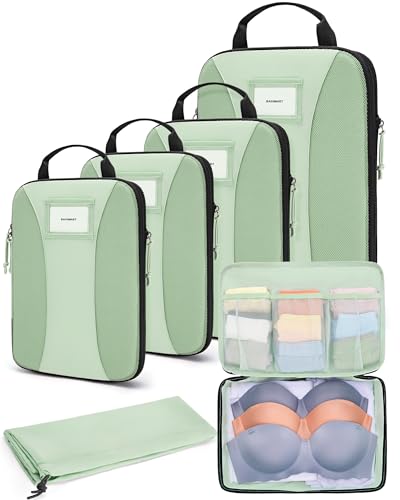 BAGSMART Compression Packing Cubes, Lightweight Travel Essentials - color: Kohlrabi Green, size: 6 Set