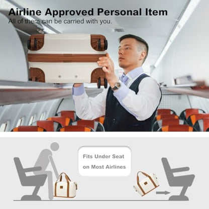 Kono Luggage Set 4 Piece Carry On Hardside Luggage with Spinner Wheels - color: Cream White, size: 12+20-inch/Db/Tb