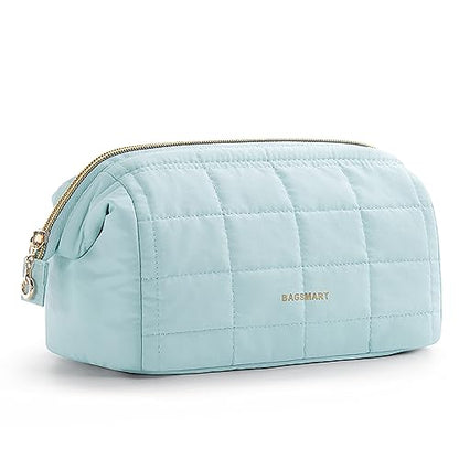 BAGSMART Makeup Bag Travel Toiletry Bag, Wide-open Zipper Pouch, Mint Green - color: 13-Mint Green