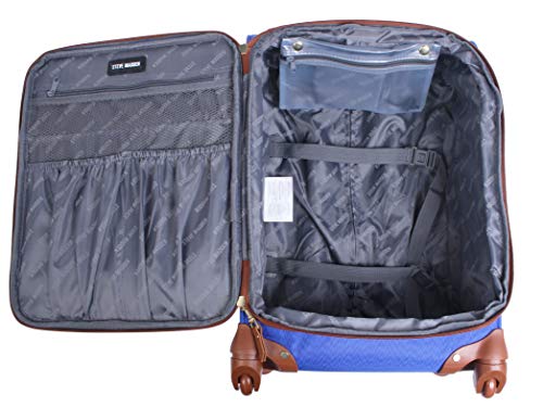 Steve Madden Designer Luggage Collection - Expandable 24 Inch Softside Bag - Durable Mid-sized Lightweight Checked Suitcase with 4-Rolling Spinner Wheels (Global Blue) - color: Blue