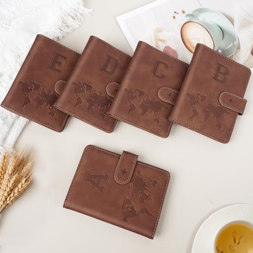 Passport Holder Wallet Cover Personalized Initial Travel Essentials - color: Brown, size: C