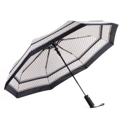Nollia Compact Travel Umbrella with Auto Open – Windproof Folding Umbrella, Lightweight & Portable for Rain - color: G. Black & White Polka Dot
