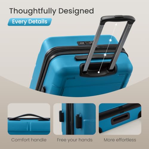 SHOWKOO G-Series Luggage set 3pcs, 100% PC Durable Hardshell Suitcase - color: Sea Blue, size: 3-Piece Set (20/24/28in)