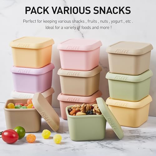 ISSEVE 8Pack 6oz Silicone Snack Containers for Kids with Lids, Reusable - size: 6oz-8pack