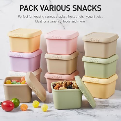 ISSEVE 8Pack 6oz Silicone Snack Containers for Kids with Lids, Reusable - size: 6oz-8pack