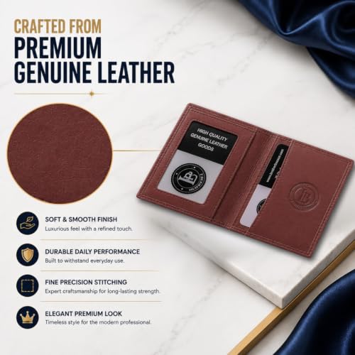 Leatherboss Slim Thin Leather Credit Card Id Mini Wallet Holder Bifold Driver's License Safe (Chocolate) - color: Chocolate