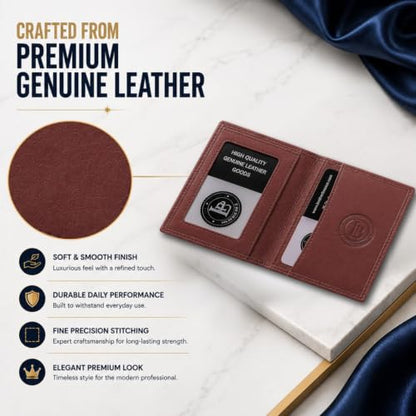 Leatherboss Slim Thin Leather Credit Card Id Mini Wallet Holder Bifold Driver's License Safe (Chocolate) - color: Chocolate