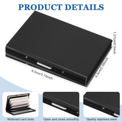 6 Pcs Stainless Steel Credit Card Holder Metal RFID Blocking Case Protector Metal ID Card Wallet with 6 Slot for Men Women Gift Box(Black) - color: Black