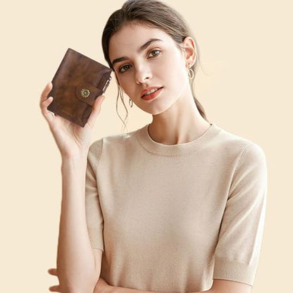 Wallet Women,RFID Blocking Leather Womens Wallet Bifold Compact Card Holder Small Wallet for Women with Removable ID Window Darkbrown - color: a3-darkbrown