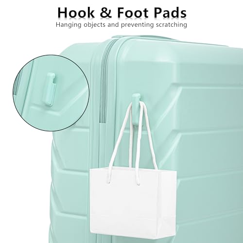 Merax 20"/24"/28" 3 pcs/set in ABS Spinner Wheel Luggage, Carry on Suitcase, Combination Lock - color: Mint