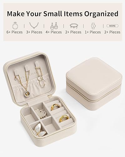 VLANDO Travel Jewelry Case, Compact Design, Necklace Hook, Anti-Tangle - color: B.Beige