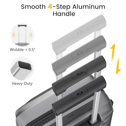28 Inch Large Checked Luggage, PC Hardshell Suitcase, Silver - color: 1-Silver, size: Checked 28-Inch