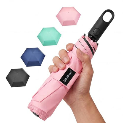 G4Free 43.3 Inch Travel Umbrella with Ring Buckle Compact Small UV Umbrella - color: Pink
