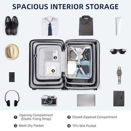 HanTrip 20"/24"/28" Expandable Hard Luggage Sets 3 Piece, Interstellar Blue - color: Interstellar Blue, size: Expandable 3-Piece Set(20/24/28)